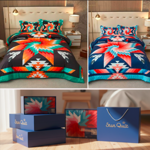 Hand Quilted Micromink Queen Blanket Twist Star in Lakeland and Boulder Color (2139-TWSTAR2)