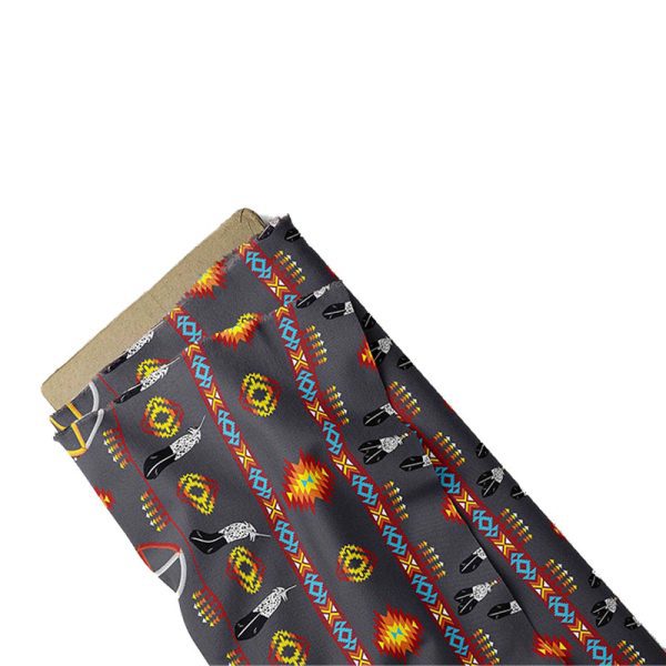 Medicine Wheel Design Dark Grey - 100 % Cotton Fabric Bolt - (2903-DKGRY)