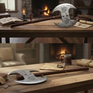 40″ Two Hand Foam Battle Axe w/ Brown Handle (T32032)