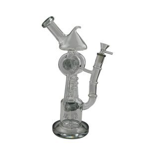 12" 5MM Recycler Glass Bong  (C1575-Charcoal Black)