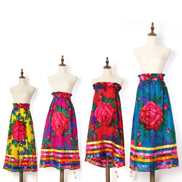 Floral Art Ribbon Skirt Polyester One Size - (Floral 1023 Combo1)