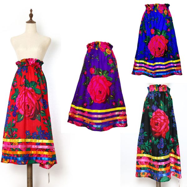 Floral Art Ribbon Skirt, Polyester, One Size (Floral 1023 Combo3)
