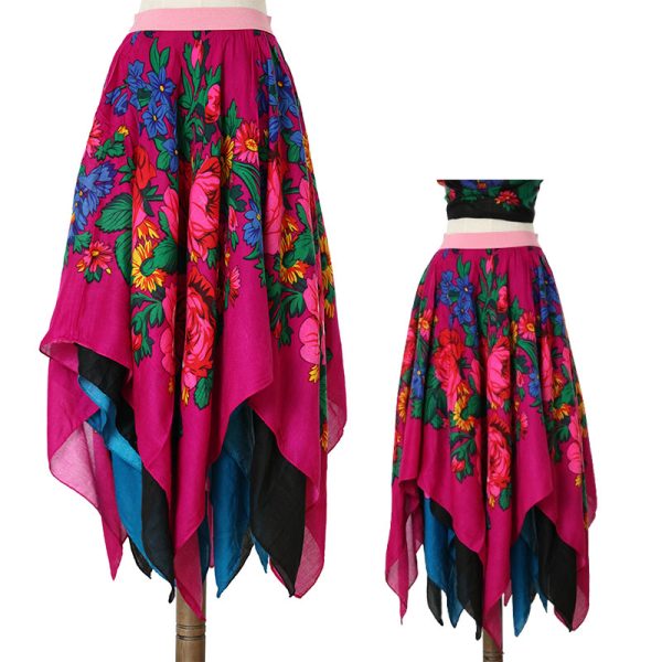 Ladies Kokum Floral Irregular Shape Floral Art Skirt (Floral 1025)