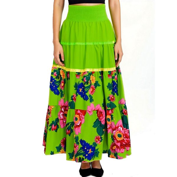 Floral Art High Waist Ribbon Skirt - (Floral 1027)