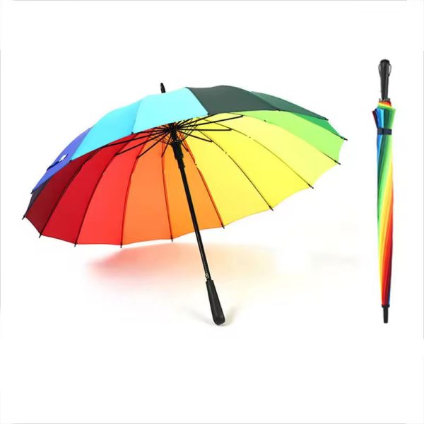 Rainbow Umbrella With Big Long Handle Straight  (LGBTQ-24)