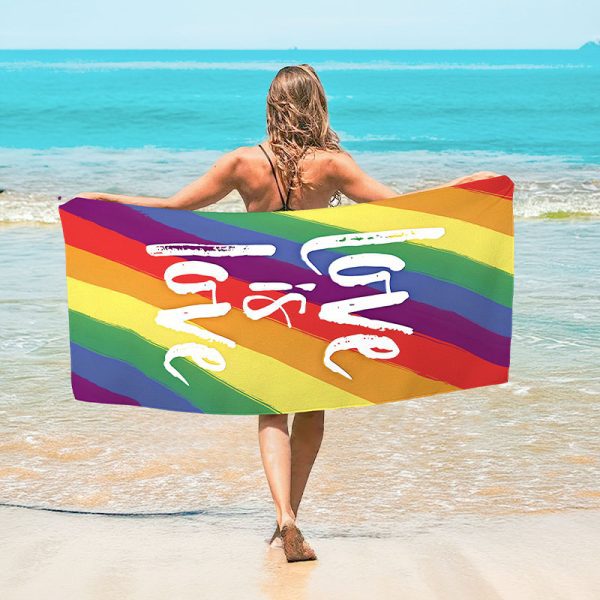 60*28'' Love is Love LGBTQ Beach towel (LGBTQ-49) - Image 3
