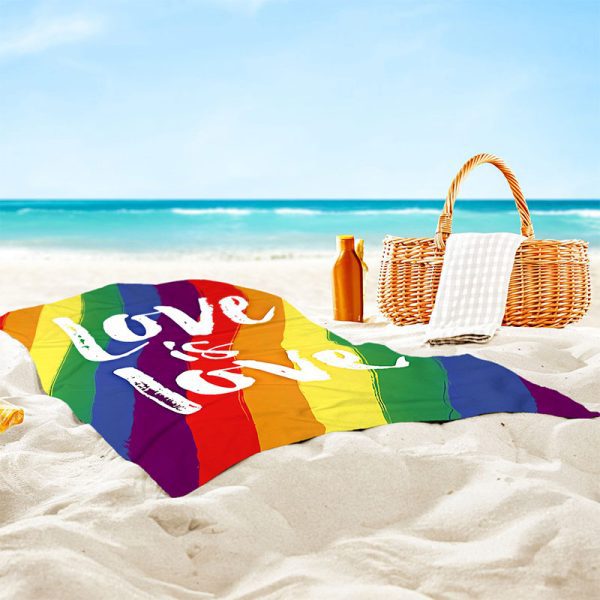 60*28'' Love is Love LGBTQ Beach towel (LGBTQ-49) - Image 2