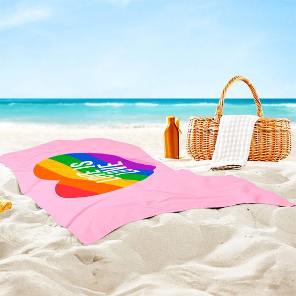 60*28'' Love is Love LGBTQ Beach towel (LGBTQ-50) - Image 2