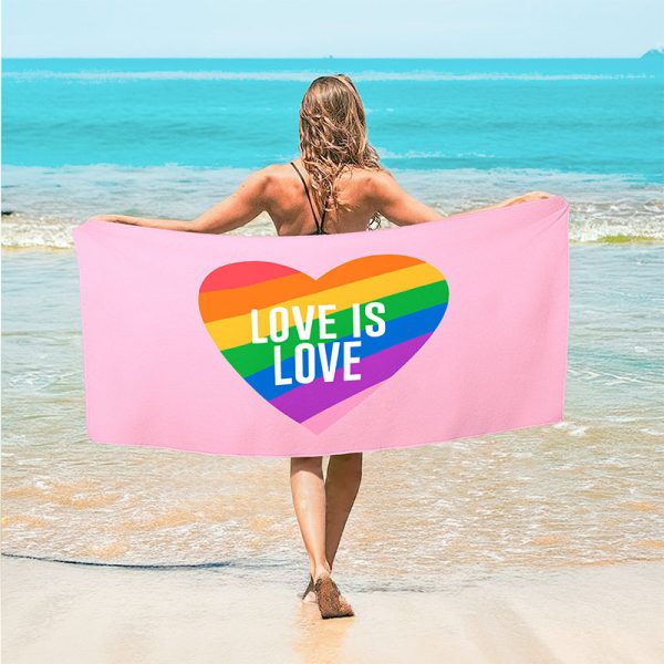 60*28'' Love is Love LGBTQ Beach towel (LGBTQ-50) - Image 3