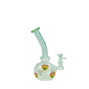 Haze 9" Heart Leaf Bubble Base Rig - Teal (Mini-R)