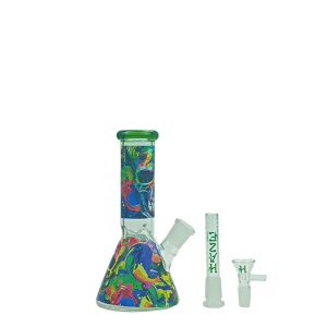 Haze 8" Skull beaker bong with color lip - Green (Mini-Y)