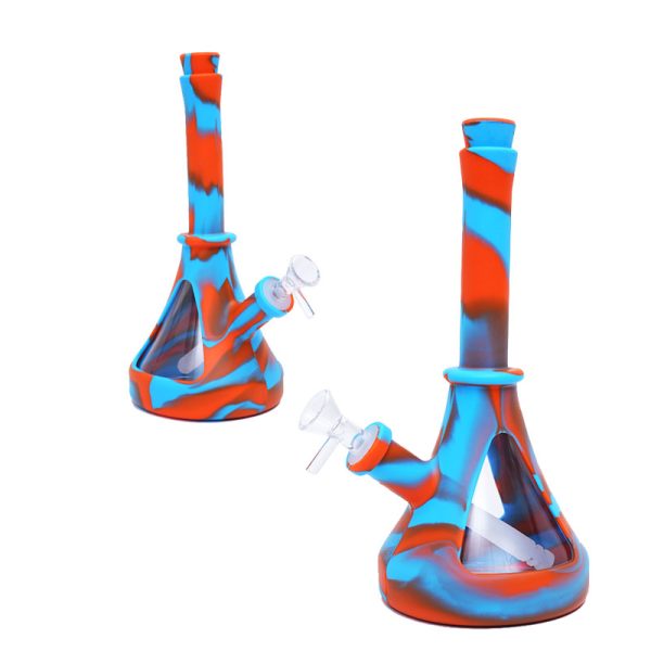10''Lighthouse 6 Designs Colorful Silicone Printing Bong (SMKE-037-A)