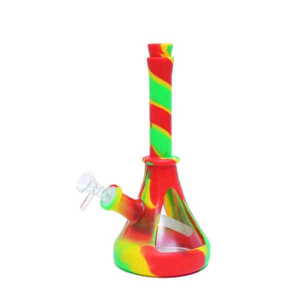 10''Lighthouse 6 Designs Colorful Silicone Printing Bong (SMKE-037-B) - Image 2