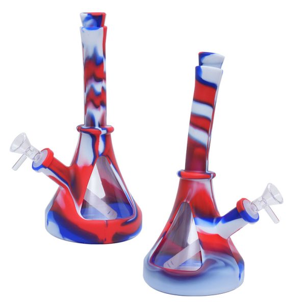 10''Lighthouse 6 Designs Colorful Silicone Printing Bong (SMKE-037-D)