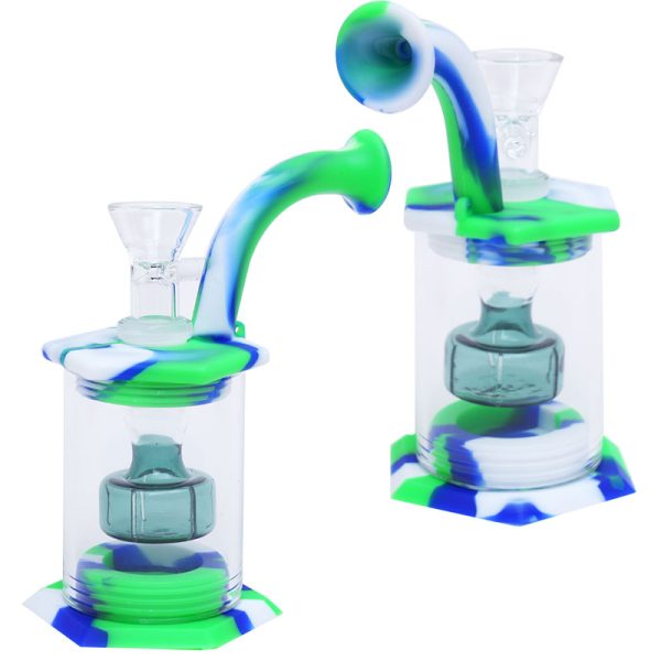 5.5''Hybrid Showerhead Dab Rig Silicone Bong (SMKE-042-B)
