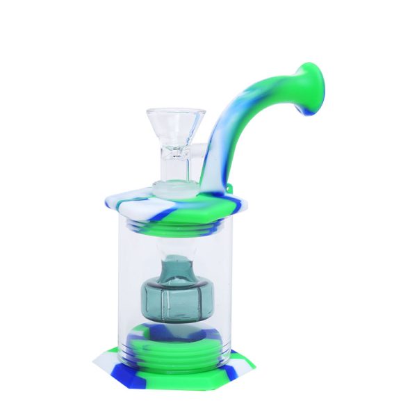 5.5''Hybrid Showerhead Dab Rig Silicone Bong (SMKE-042-B) - Image 4