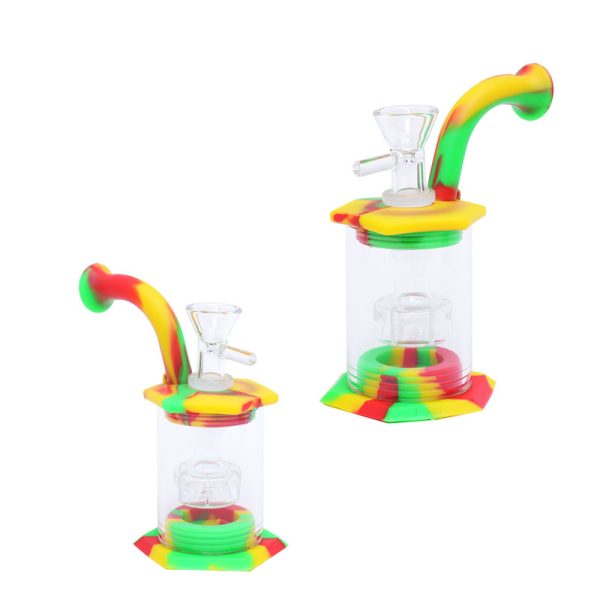 5.5''Hybrid Showerhead Dab Rig Silicone Bong (SMKE-042-C)