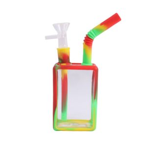 7''Clear Juice Box Bong (SMKE-072-Green+Red+Yellow)