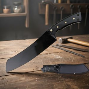15" S-TEC 1045 Carbon Steel Camping Butcher Knife - TS30BK
