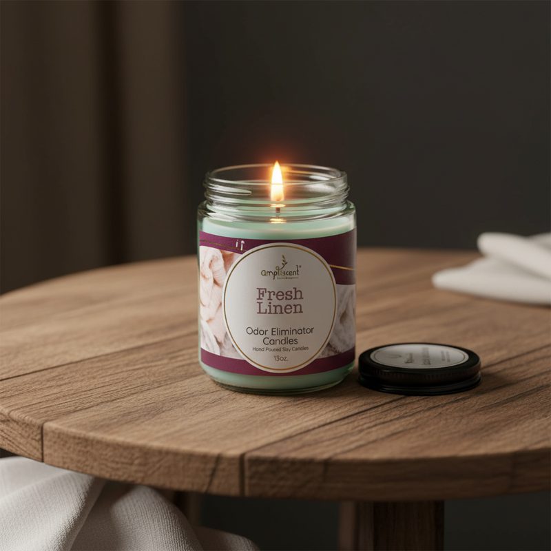 13Oz Ampliscent Candles Odor Eliminator - Fresh Linen