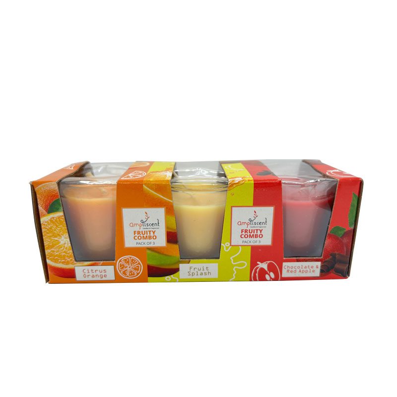 Ampliscent Votive Candles - (Citrus Orange+Chocolate Red Apple+Fruit Splash)