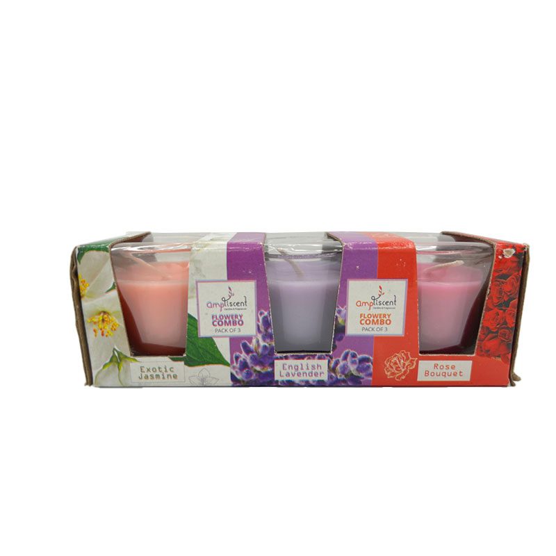Ampliscent Votive Candles - (Exoctic Jasmine+English Levender+Rose Bouquet)