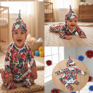 Kokum Floral Baby Onesie - Assorted Size (Floral 980 White)