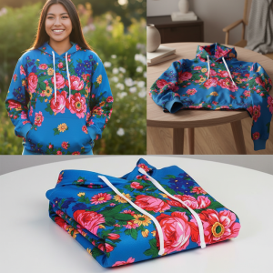 Kokum Floral Hoodies - Turquoise - Assorted Size (Floral 981)