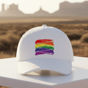 Rainbow Pride Gay Themed  Baseball Hat-White (LGBTQ-16)