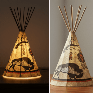Traditional Buffalo Parchment Desk Teepee Lamp Individual - Small (LP-10050)