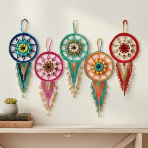 Hand Made Seed Bead Dreamcatcher Flower Ornaments (SB-DC-FWR)