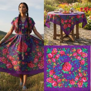 60" x 60" Non-Metallic Kokum Floral Acrylic Fiber Scarf (CD-Scarf-1-60 Non-Metallic Purple)