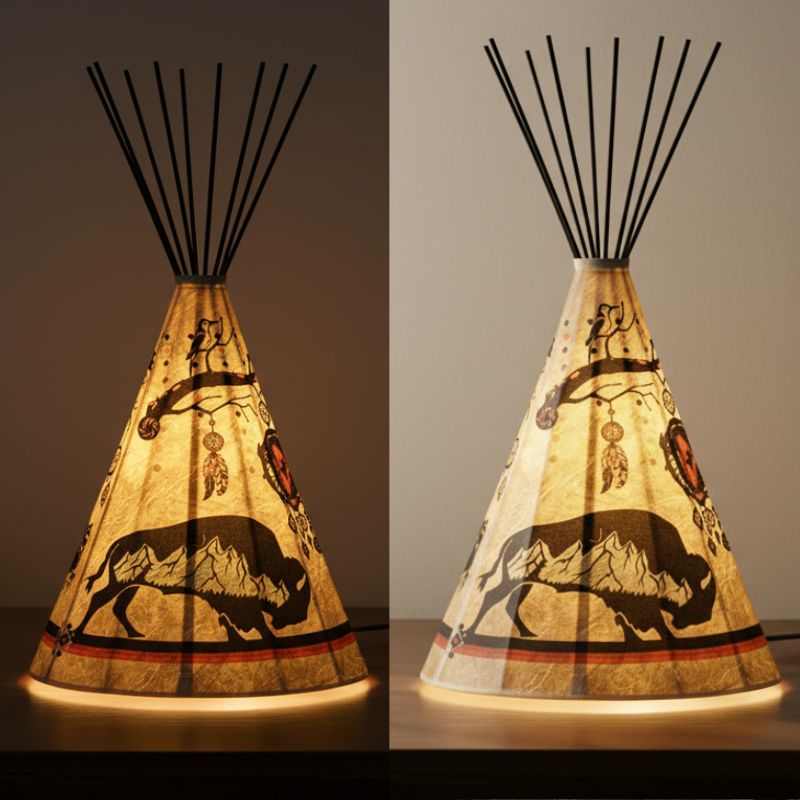 Traditional Buffalo Parchment Desk Teepee Lamp Individual - Small (LP-10050)
