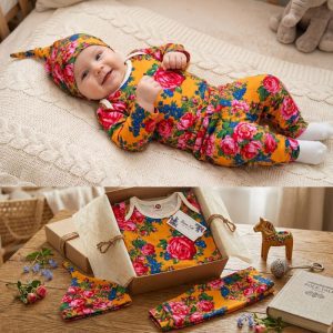 Kokum Floral Baby Onesie - Assorted Size (Floral 980 Orange)