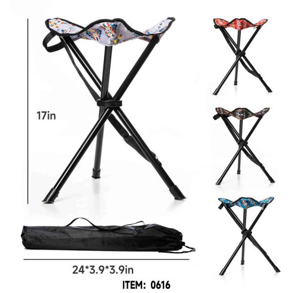 Collapsible Tripod Camping Stool - Medium - Assorted Colors (0616-SOL) - Image 2