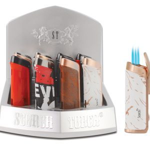 Scorch Torch Triple Auto open Cigar Punch See through butane (61697-3T)