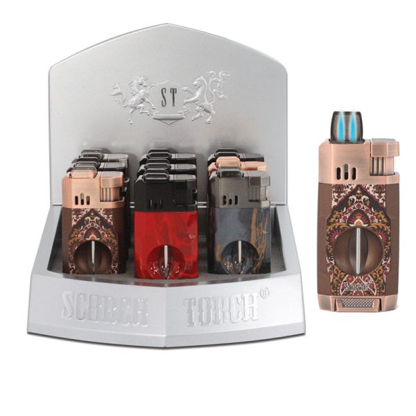 Scorch Torch 2T cigar lighter with built in cigar holder & V cutter (161807-2T)