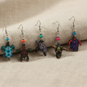 Hand Made Acrylic Sea Turtle Earring - Assorted Designs (AC-ST-EAR)