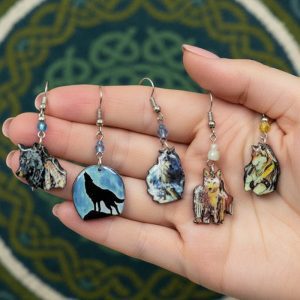 Hand Made Acrylic Wolf Head Earring - Assorted Designs (AC-WH-EAR)