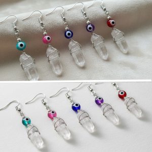 Evil Eye Brands With Dangle Crystal Earring (CRY-EE-EAR)