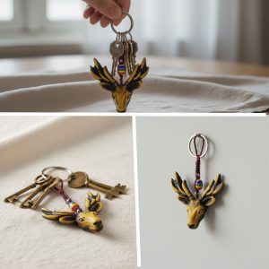HAND CRAFTED DROPBOX KEY CHAIN DEER (KC-0177- DEER)