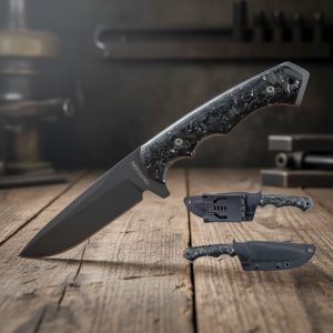 9" D2 Tool Steel Full Tang Stone wash Blade w/Kydex Sheath (TD007BK-3)