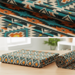 Fleece Printed Fabric Yard/Bolt - Sage/Orange (2911)