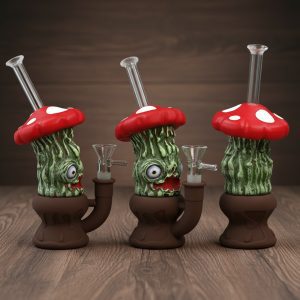 8” Enameled Mushroom Bong - Red (SMKZ165)