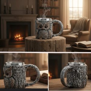 Indigenous Art Resin Coffee Mug Owl Design (CDYWL-2501)