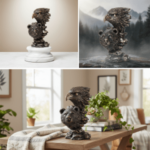 Natures Symphony Bear and Eagle Bronze Sculpture (CDYWL-2510)