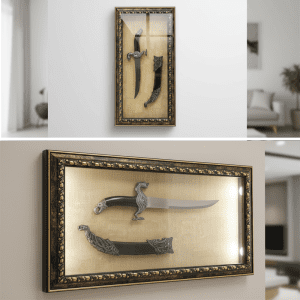 Knife Frame Silver Display Wall Glass Mounted Décor (CDYWL-2557)