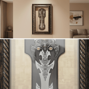 Knife Frame Brown Display Wall Glass Mounted Décor (CDYWL-2561)