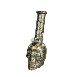 8'' Skull Silver Background Printing Glass Bong (JBLX-11-3B)