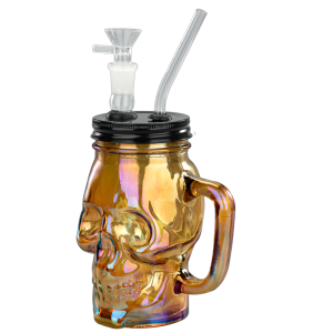6''Skull Cup Glass Bong-Surface Painting Colors - Brown (JTOP01.1006A)